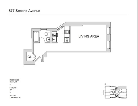 Floor plan for studio, 1 bath, 426 sqft
